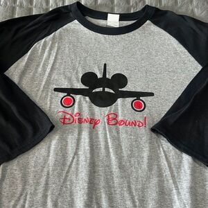 Men Women Disney Bound T Shirt Gray Black Red Accent Plane Mickey Sz 3XL Walt